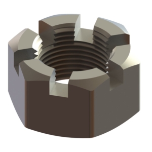 CASTLE NUT, SLOTTED, 1”-14 THREAD  (FRONT AXLE & PIVOT)
