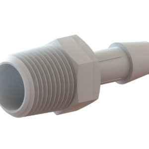 ADAPTER, 3/8" NPT x 3/8" BARBED, WHITE PLASTIC
