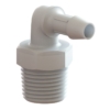 ELBOW, 1/2" NPT x 3/8" BARBED WHITE PLASTIC