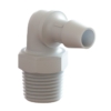 ELBOW, 1/2" NPT x 1/2" BARBED WHITE PLASTIC