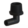 ELBOW, 3/4" NPT x 1/2" BARBED BLACK PLASTIC