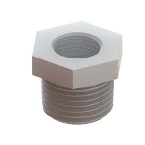 REDUCER BUSHING, 1/2" NPT x 1/4" NPT, WHITE PLASTIC