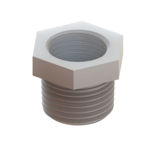 REDUCER BUSHING, 1/2" NPT x 3/8" NPT, WHITE PLASTIC