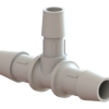 TEE, 1/2" x 3/8" x 1/2" BARBED WHITE PLASTIC