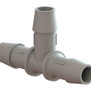 TEE, 1/2" x 1/2" x 1/2" BARBED WHITE PLASTIC