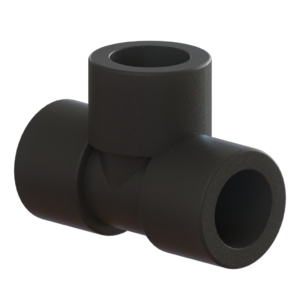 THREADED TEE, 1/2" x 1/2" x 1/2" NPT, BLACK POLY